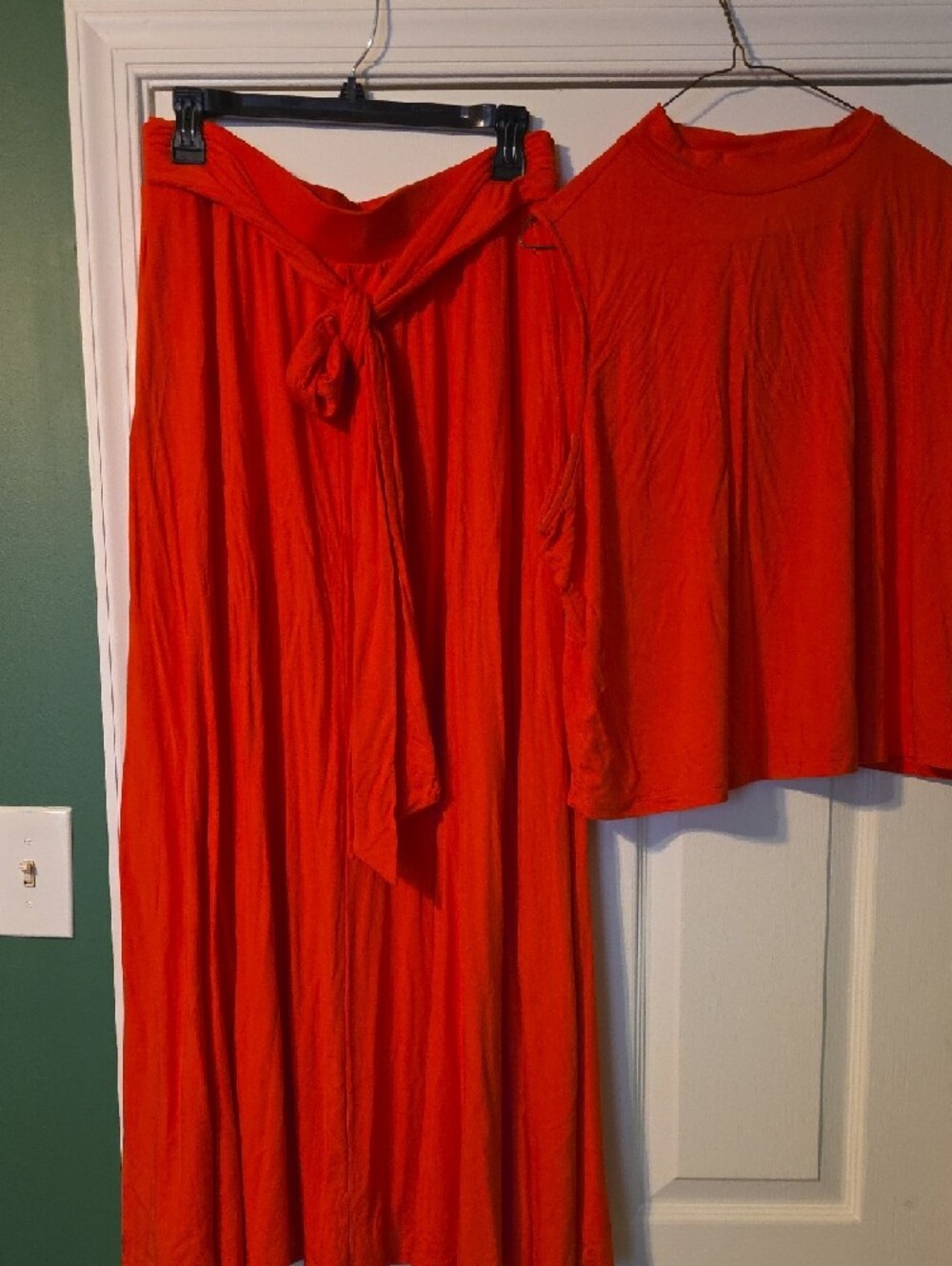Ava & Viv Bright Red Maxi Skirt with Waist Tie - Picture 3 of 9